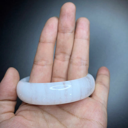 Clear Quartz Bangle Leaf Style Size 56 mm.