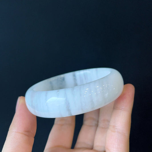 Clear Quartz Bangle Leaf Style Size 56 mm.
