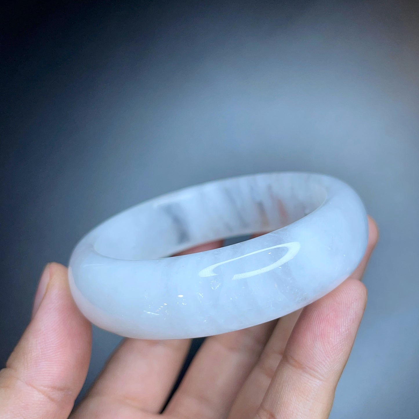 Clear Quartz Bangle Leaf Style Size 57 mm.