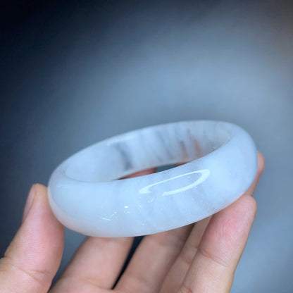 Clear Quartz Bangle Leaf Style Size 57 mm.