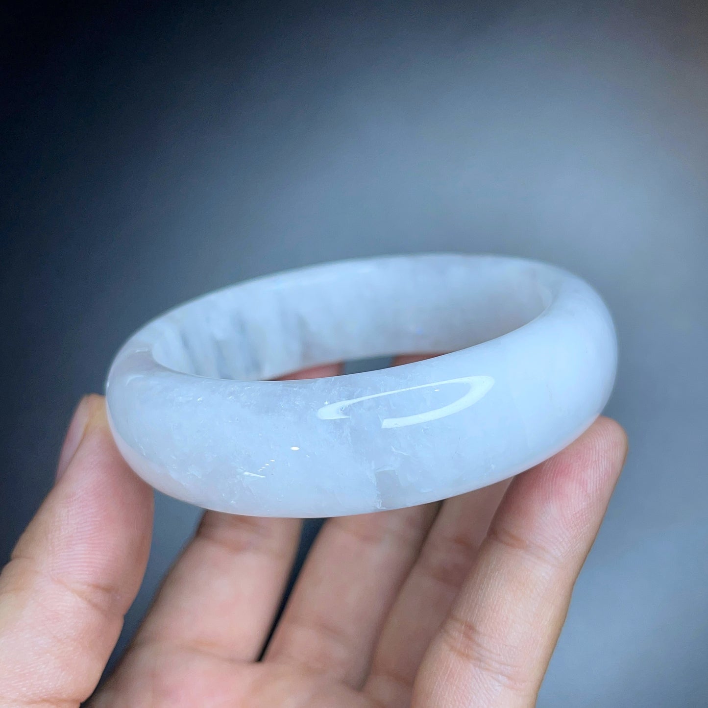 Clear Quartz Bangle Leaf Style Size 57 mm.