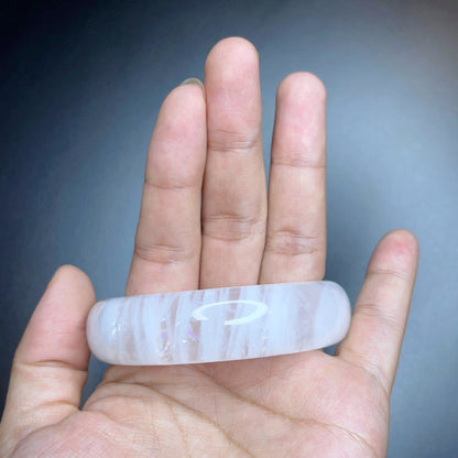 Clear Quartz Bangle Leaf Style Size 57 mm.