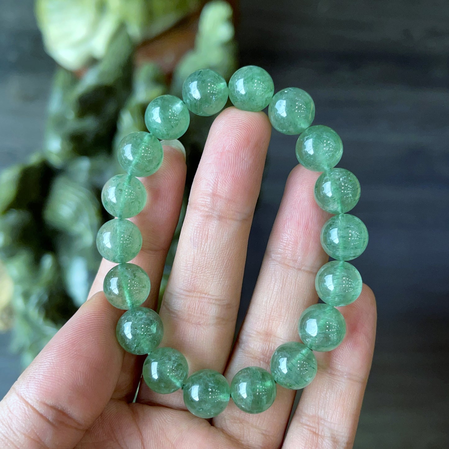 Green Strawberry Quartz Bracelet Size 10 mm