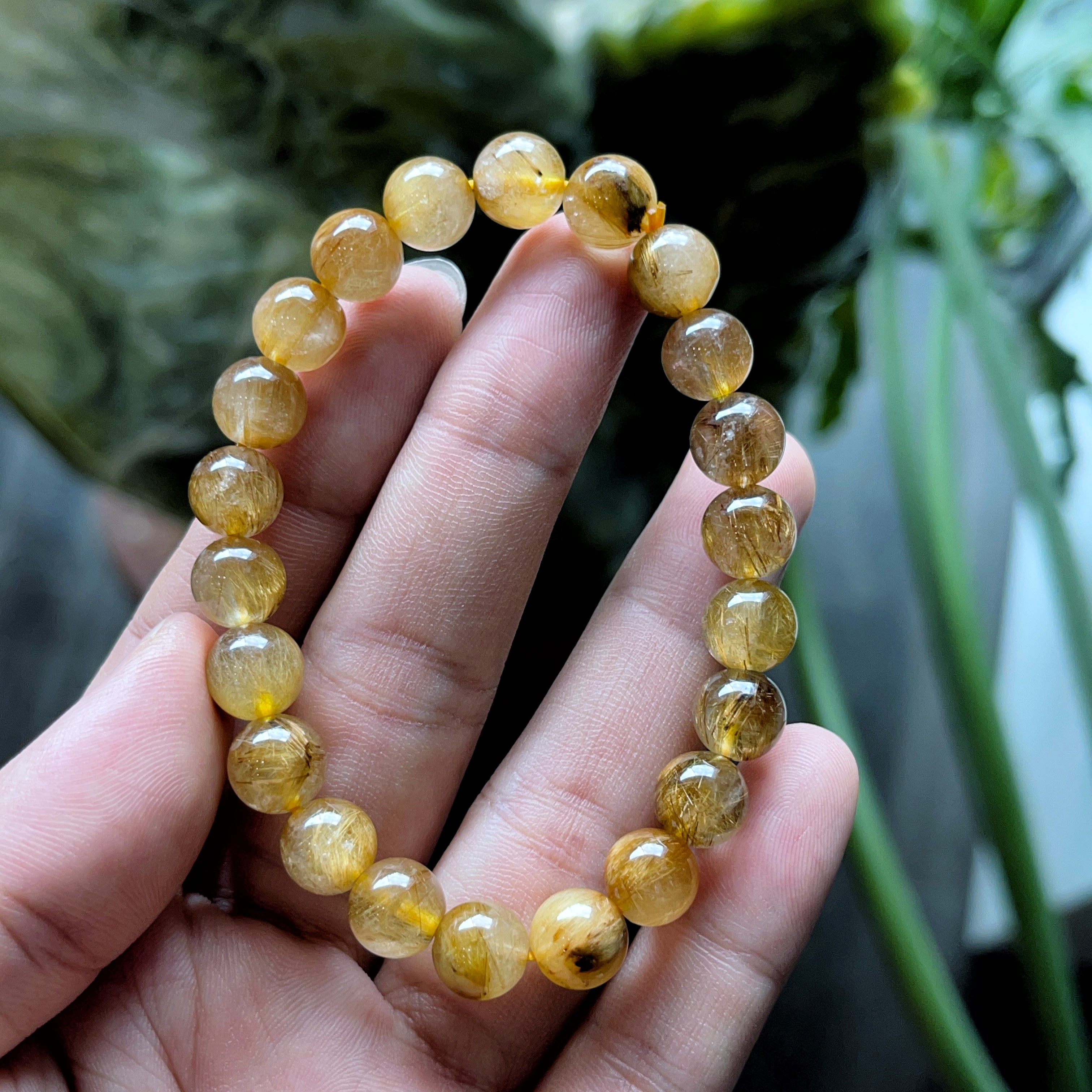 Beautiful and Natural Rutilated Quartz Bracelet Mountain Jade