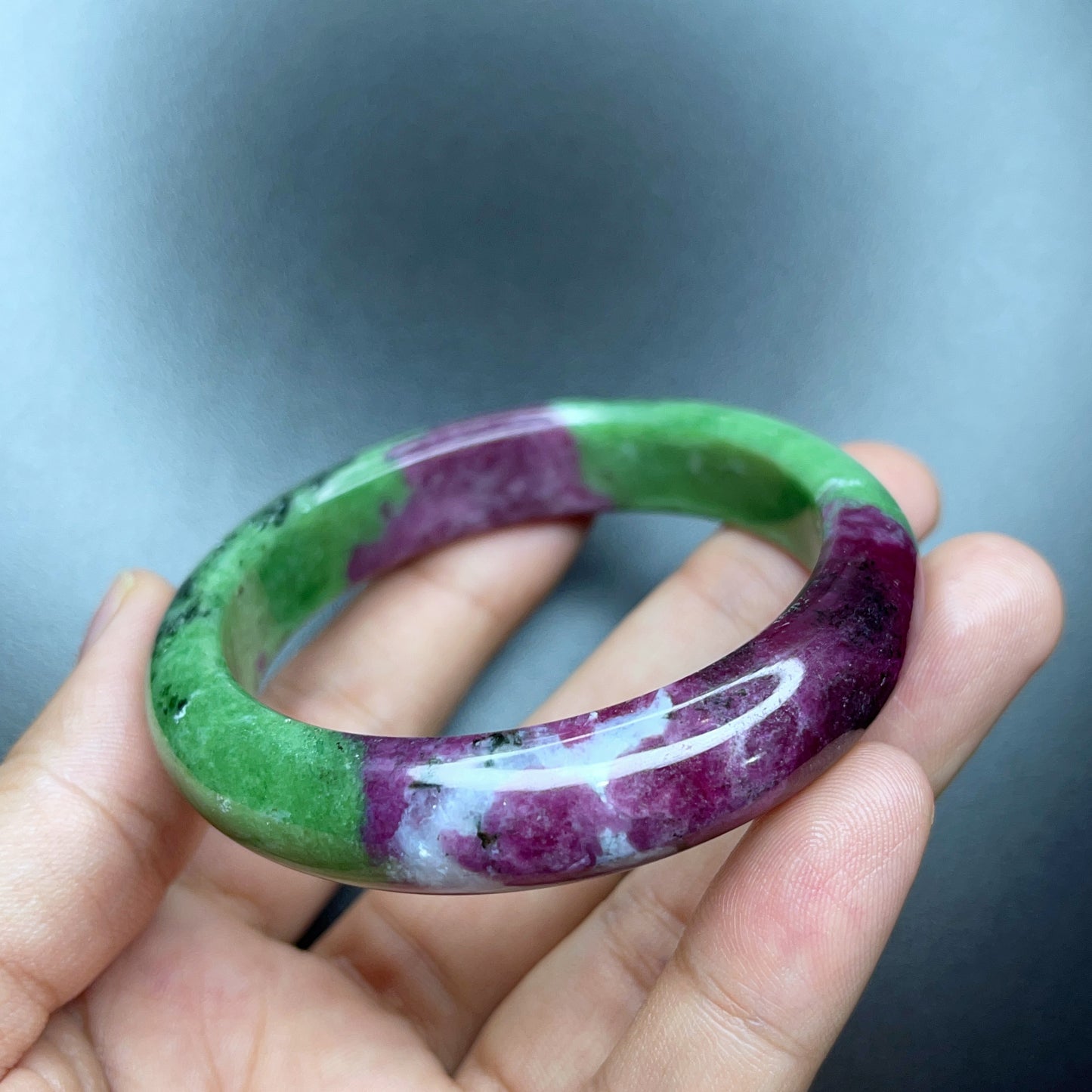 Ruby Zoisite Bangle Leaf Style Size 52 mm.
