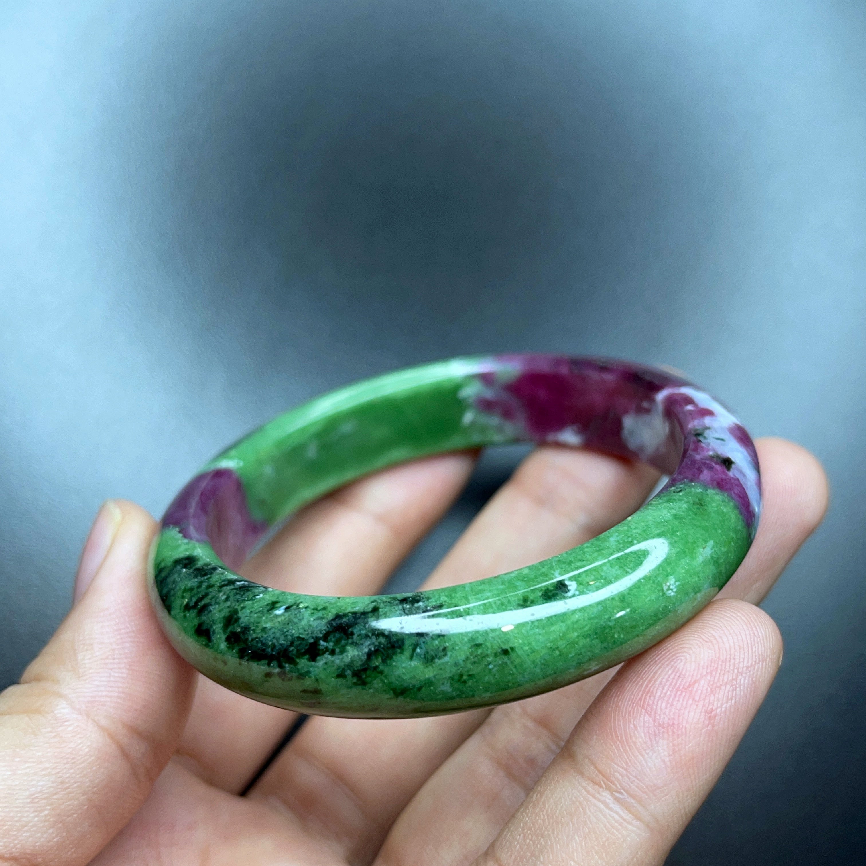 Beautiful and Natural Ruby Zoisite Bangle – Mountain Jade