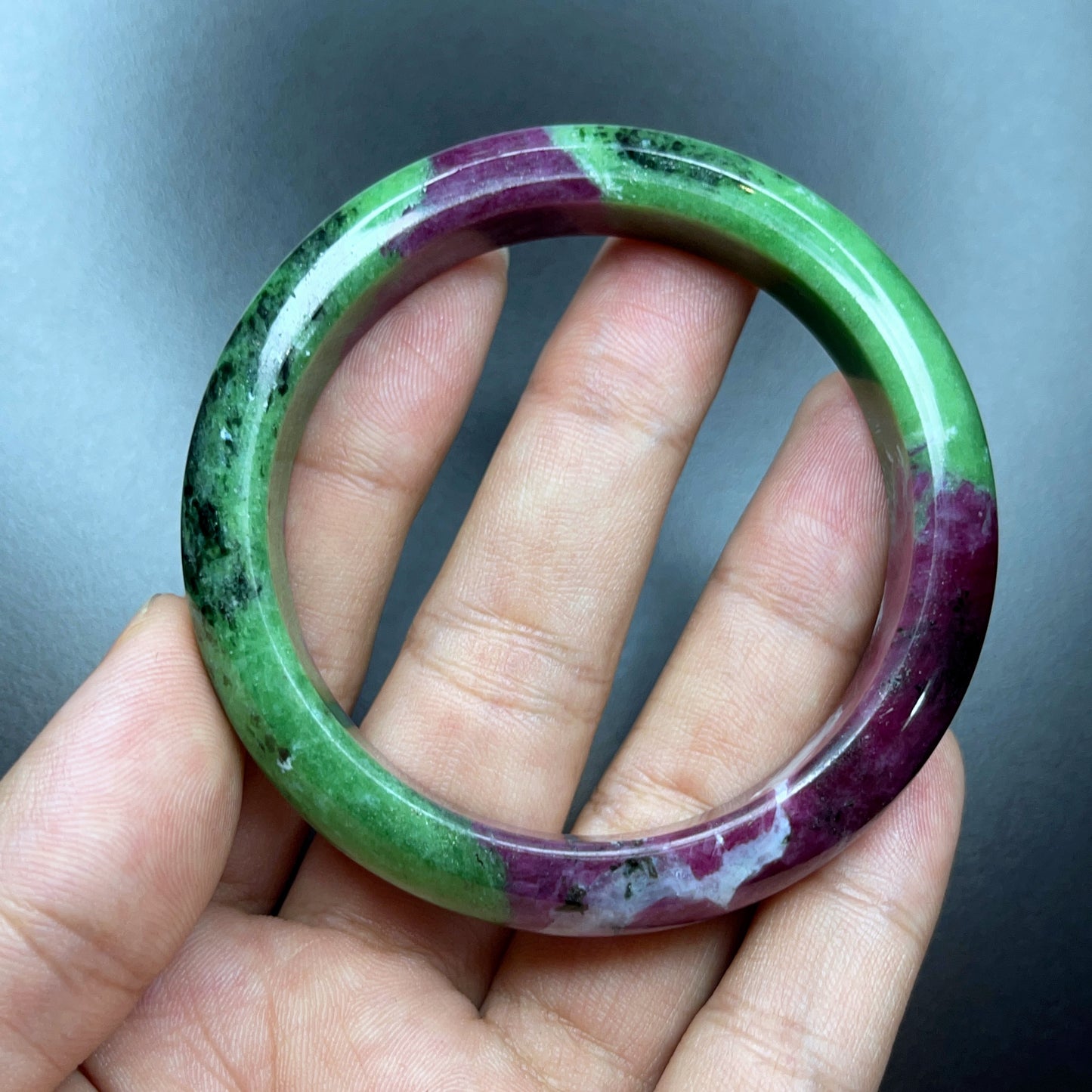 Ruby Zoisite Bangle Leaf Style Size 52 mm.