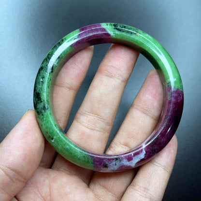 Ruby Zoisite Bangle Leaf Style Size 52 mm.