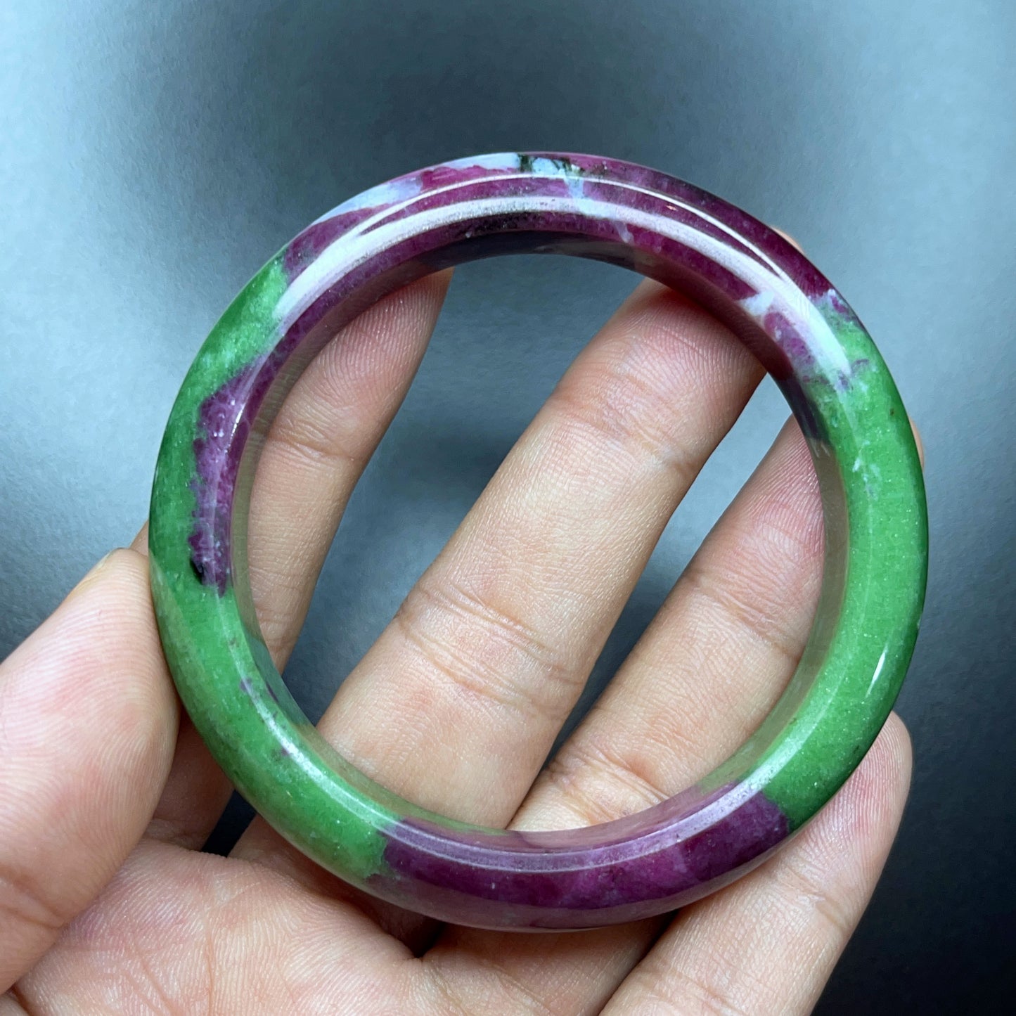 Ruby Zoisite Bangle Leaf Style Size 52 mm.