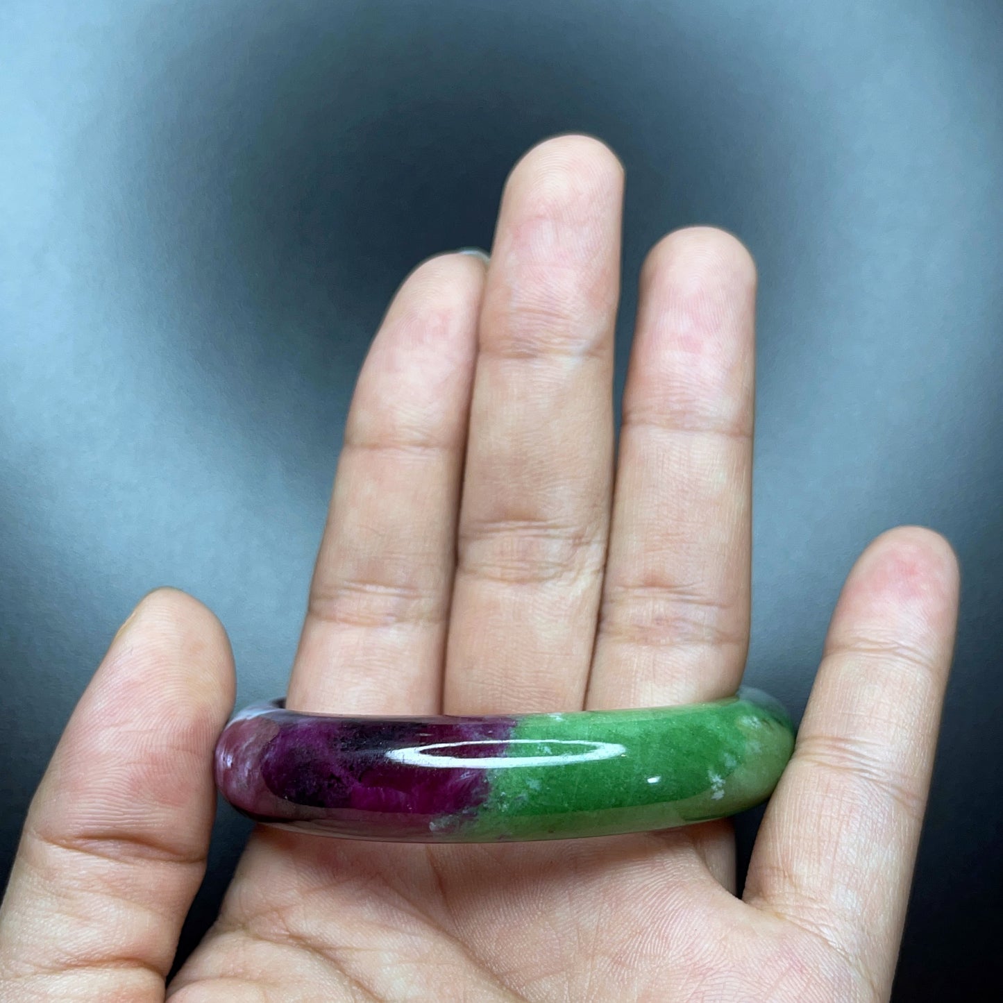 Ruby Zoisite Bangle Leaf Style Size 52 mm.
