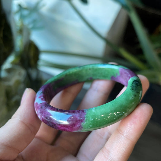 Ruby Zoisite Bangle Leaf Style Size 52 mm.