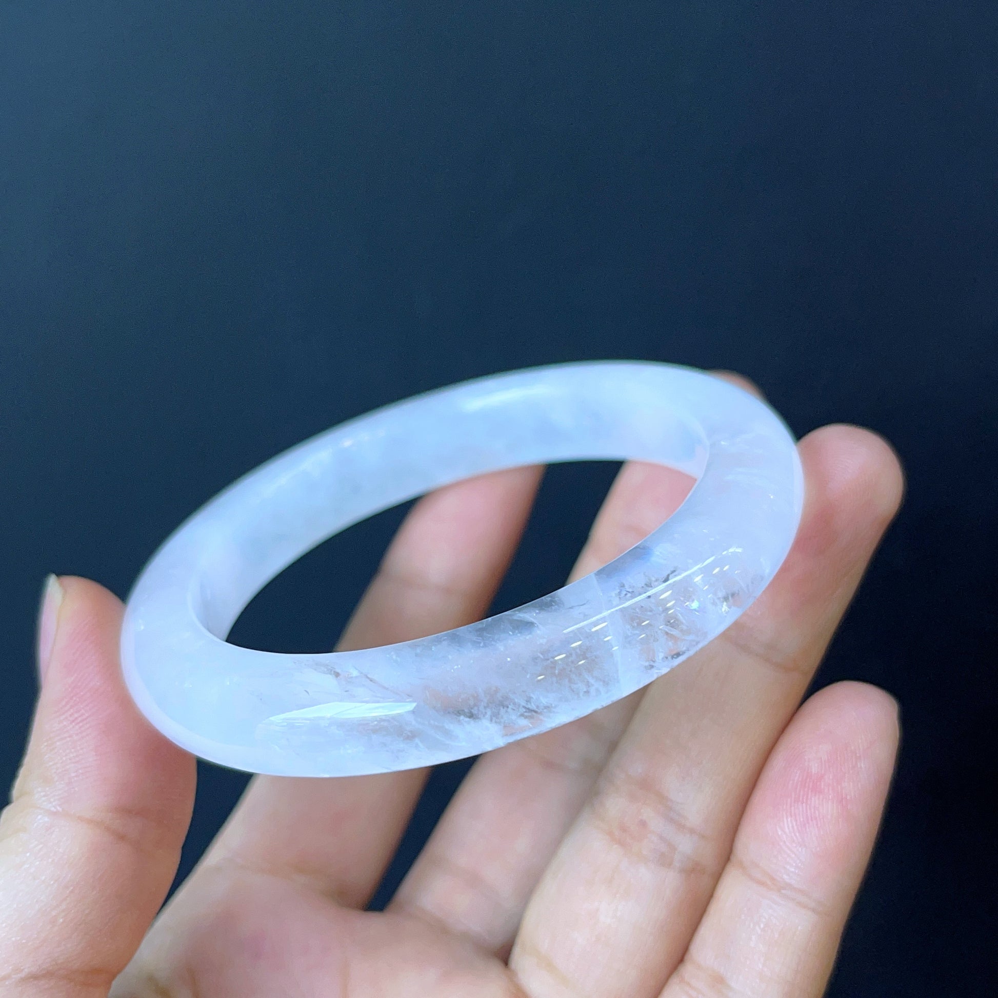 Clear Quartz Bangle Leaf Style Size 56 mm.