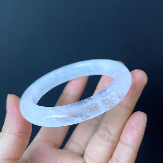Clear Quartz Bangle Leaf Style Size 56 mm.