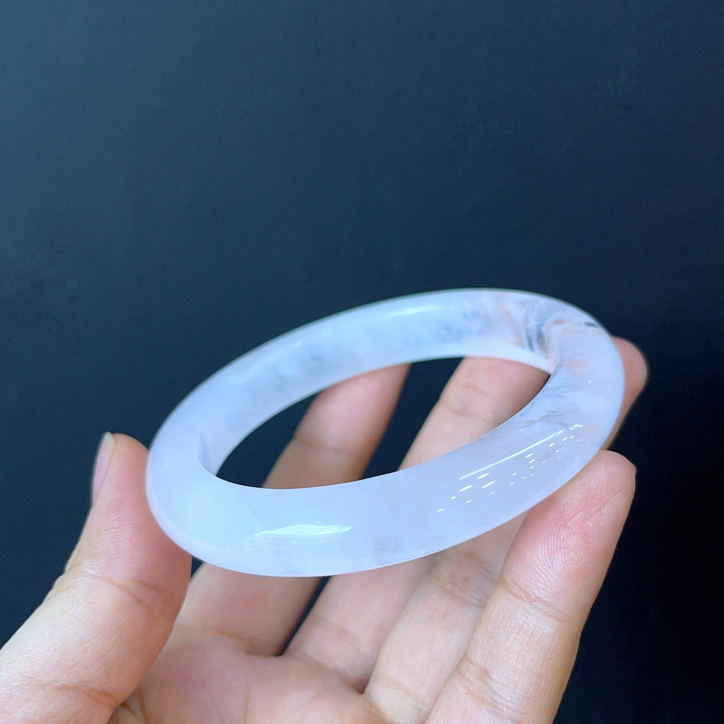 Clear Quartz Bangle Leaf Style Size 56 mm.