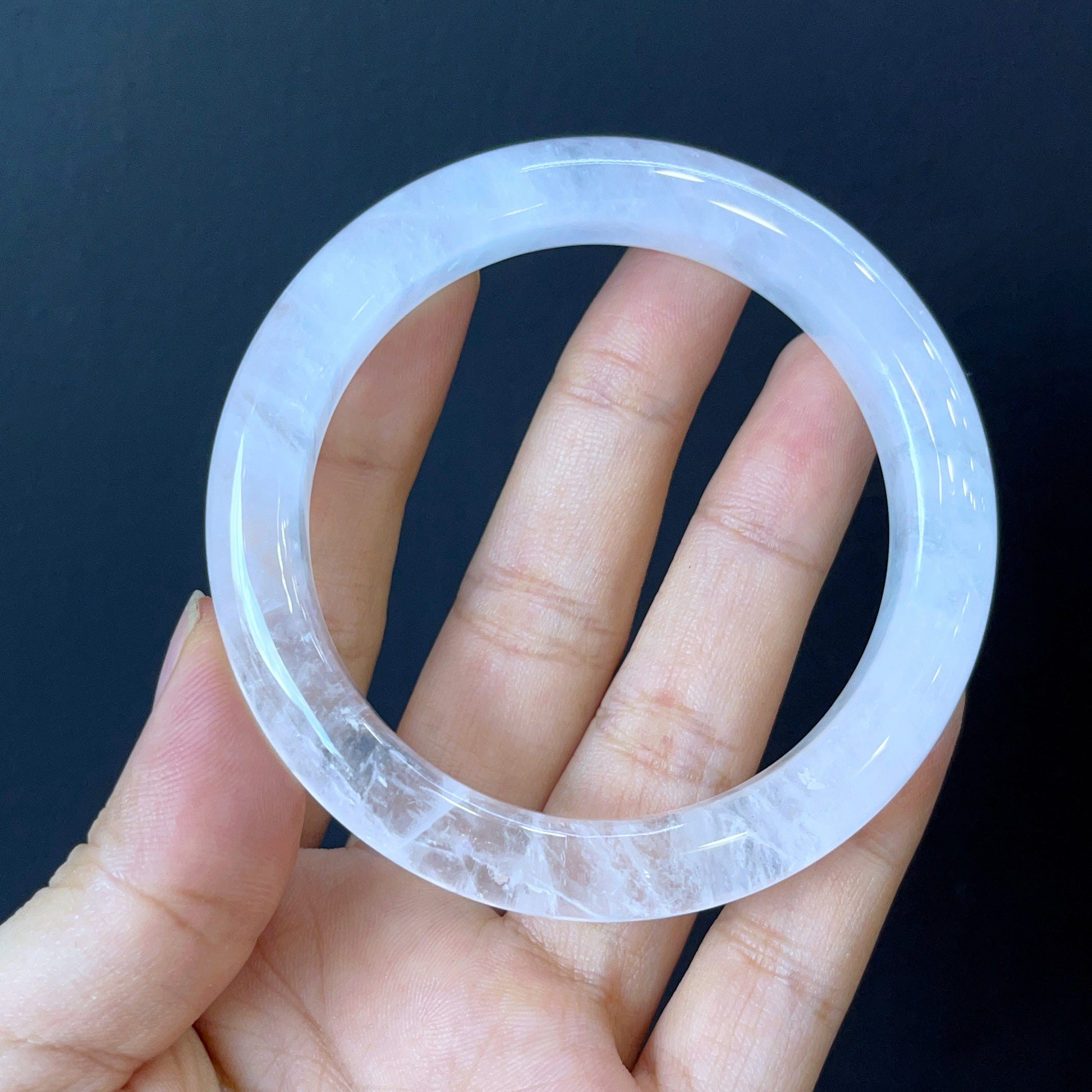 Clear Quartz Bangle Leaf Style Size 56 mm.