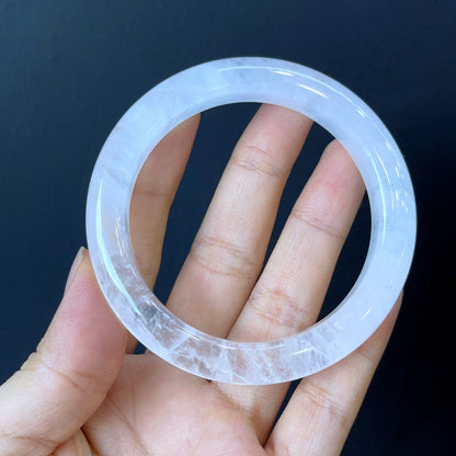 Clear Quartz Bangle Leaf Style Size 56 mm.