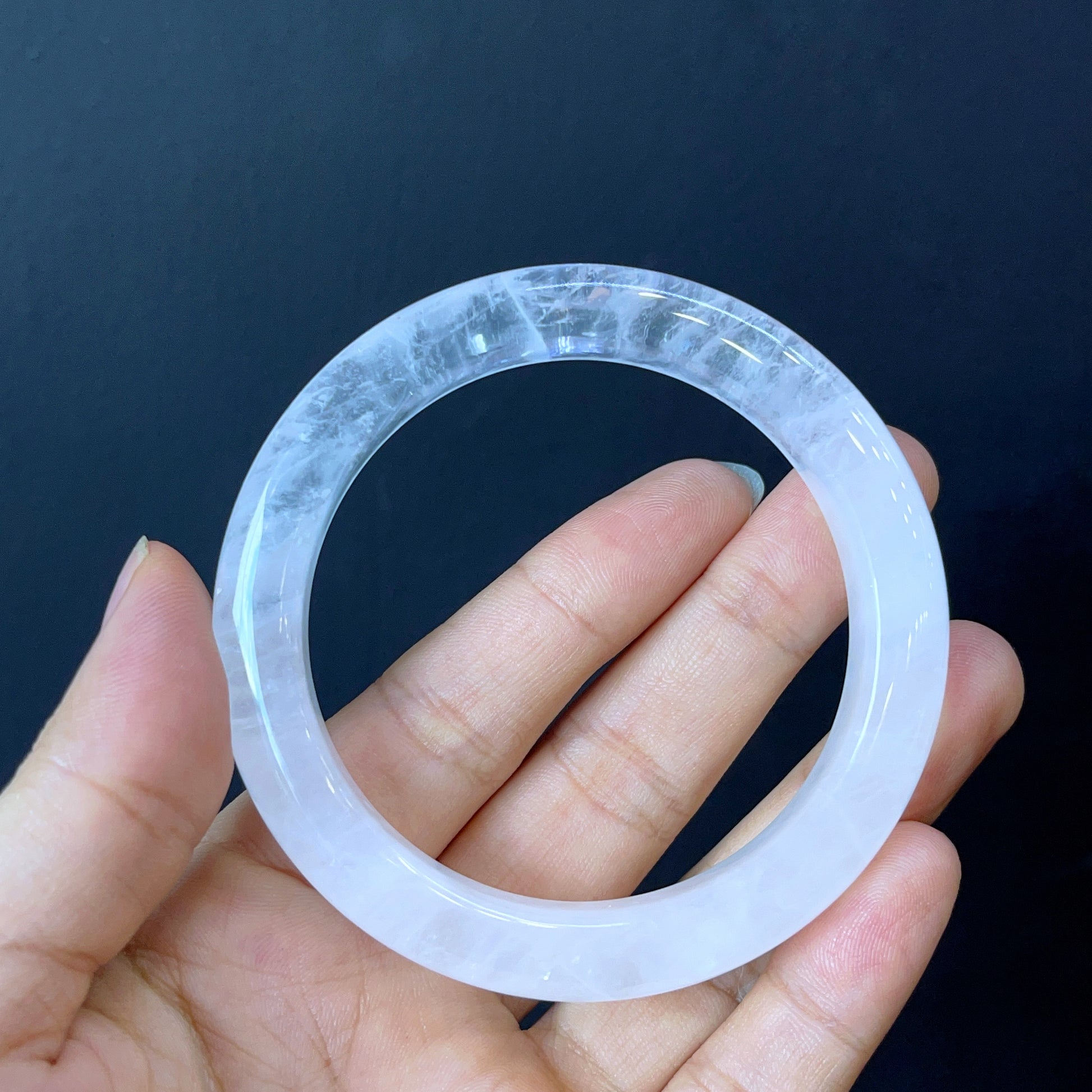 Clear Quartz Bangle Leaf Style Size 56 mm.