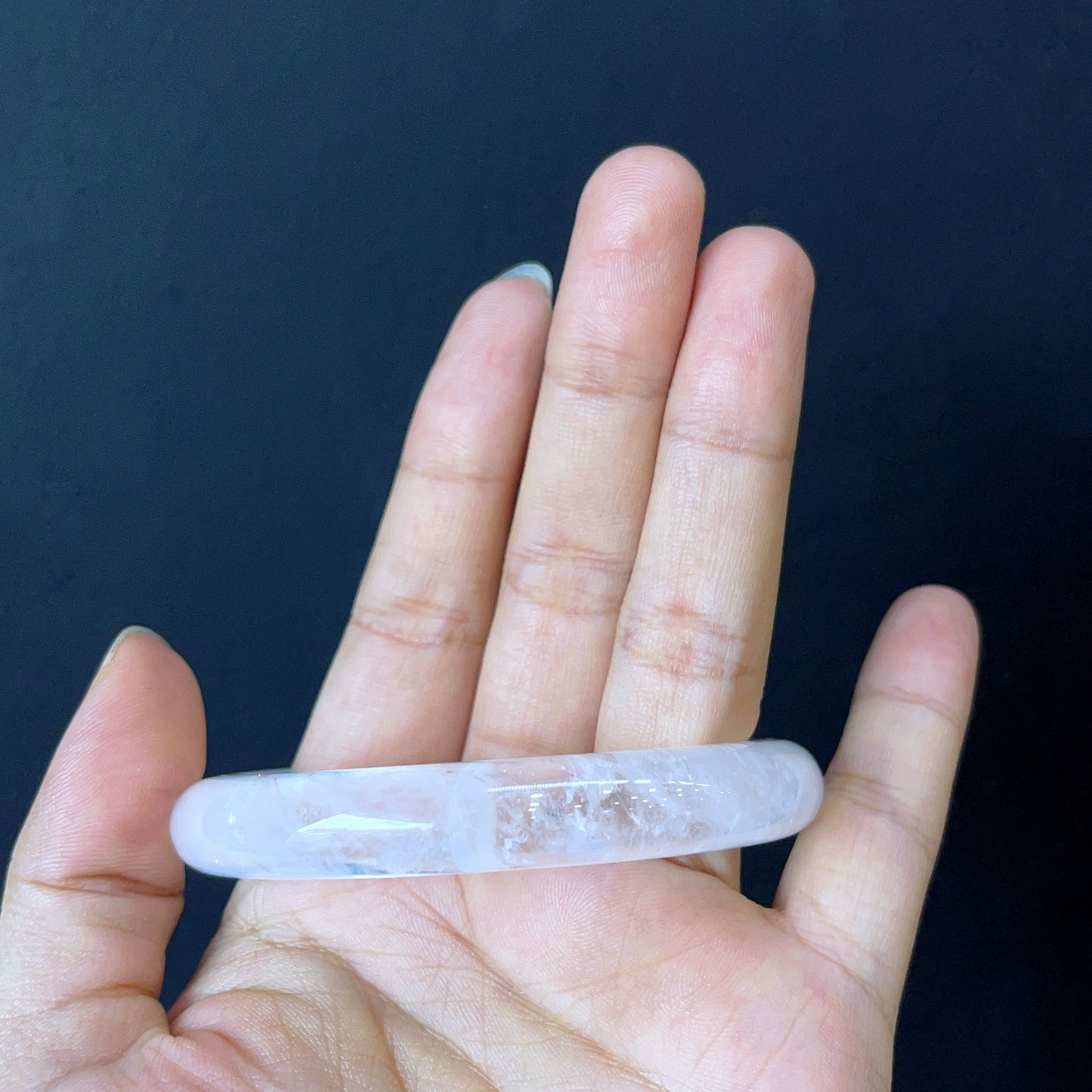 Clear Quartz Bangle Leaf Style Size 56 mm.