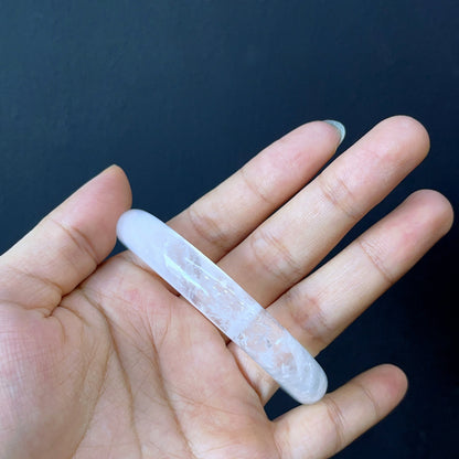 Clear Quartz Bangle Leaf Style Size 56 mm.