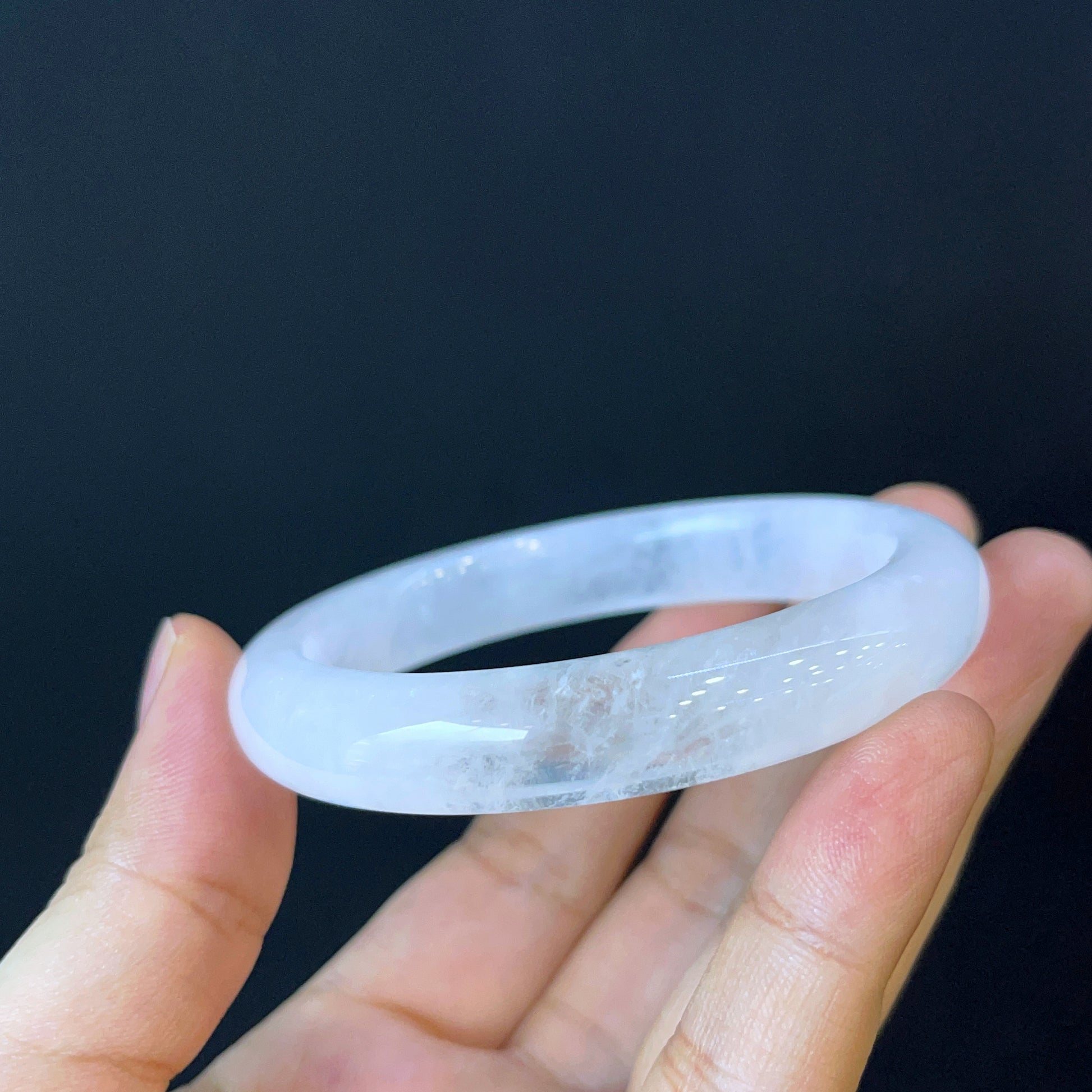 Clear Quartz Bangle Leaf Style Size 54 mm.