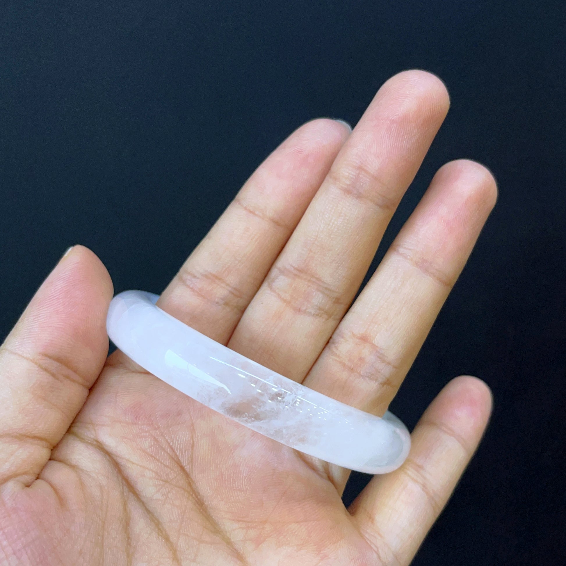 Clear Quartz Bangle Leaf Style Size 54 mm.