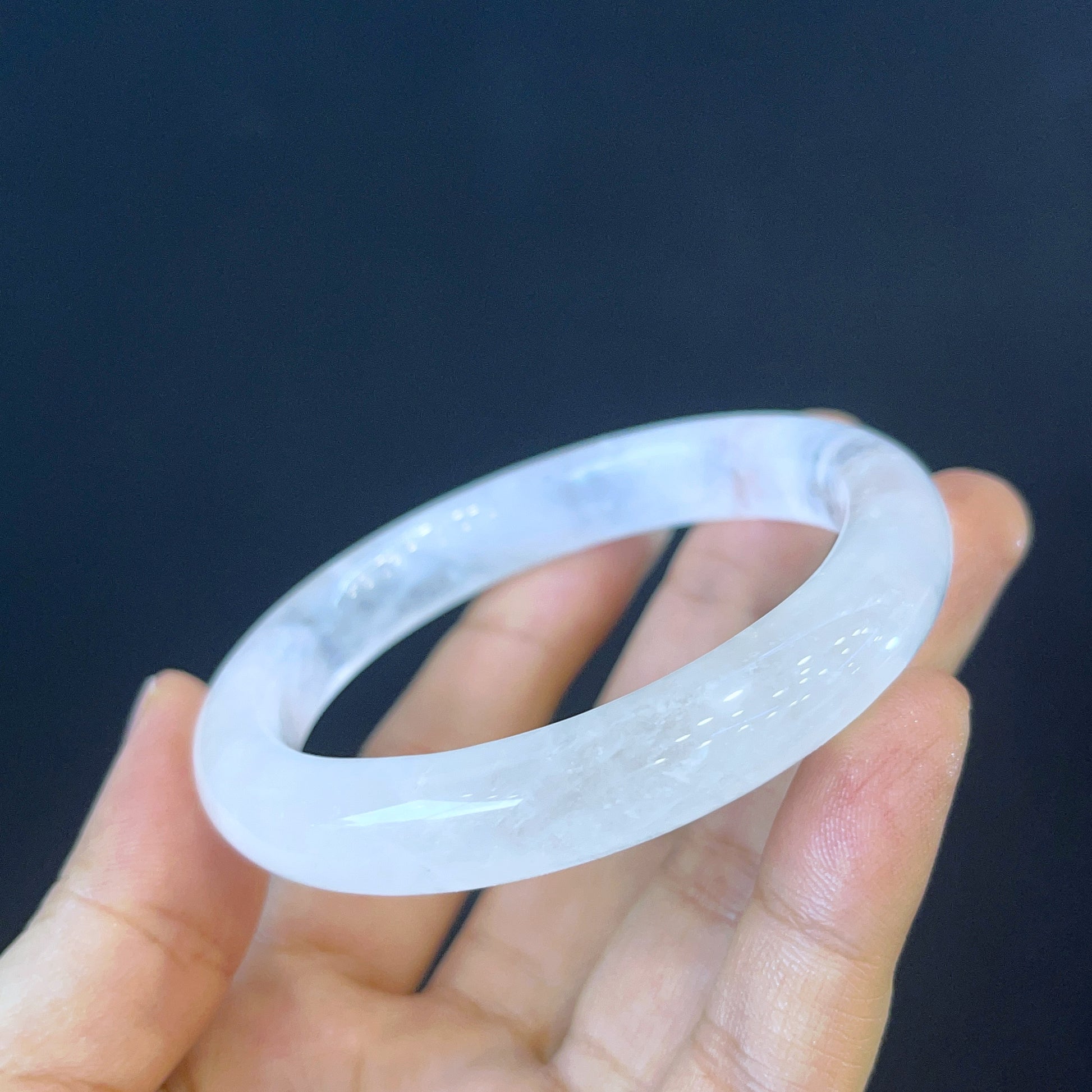 Clear Quartz Bangle Leaf Style Size 56 mm.