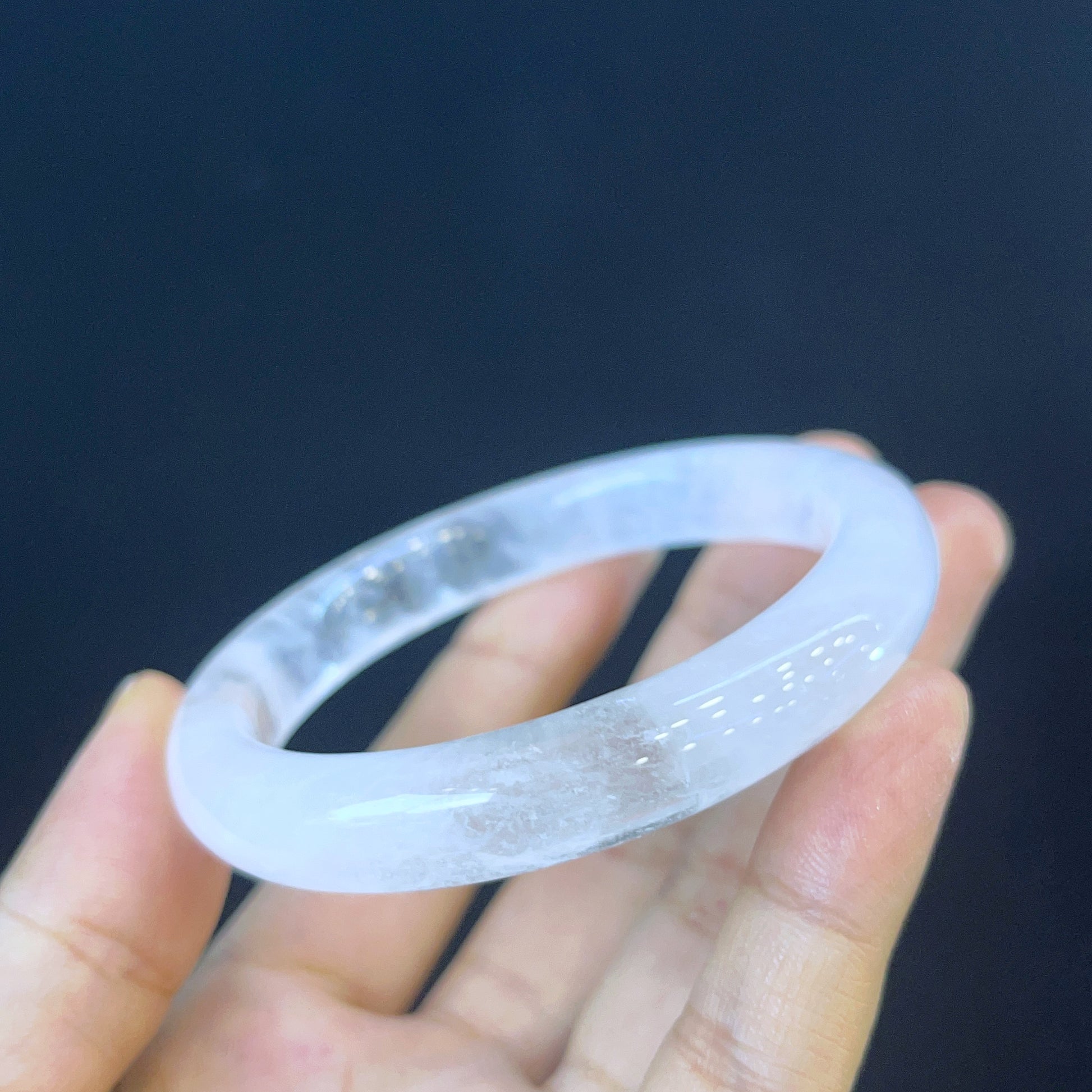 Clear Quartz Bangle Leaf Style Size 56 mm.