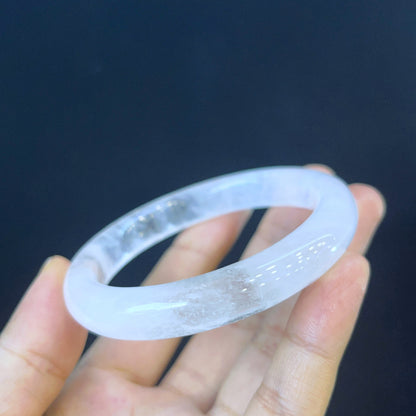 Clear Quartz Bangle Leaf Style Size 56 mm.