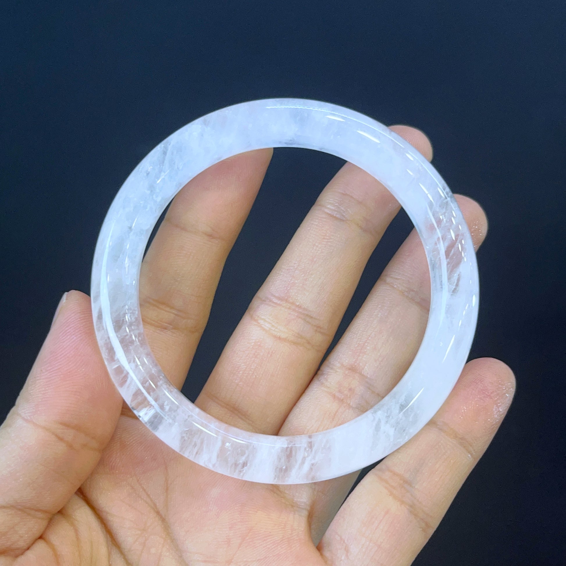 Clear Quartz Bangle Leaf Style Size 56 mm.
