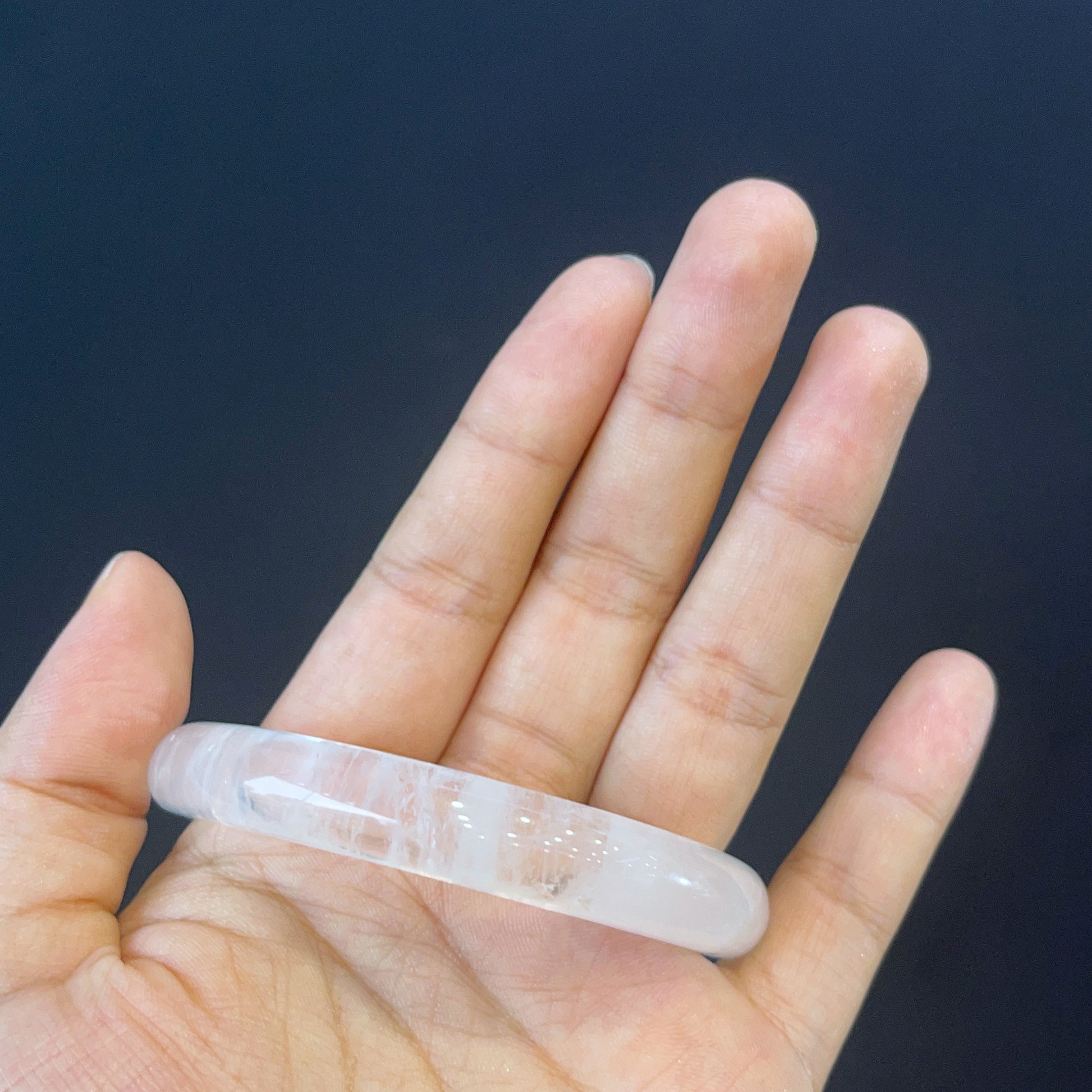 Clear Quartz Bangle Leaf Style Size 56 mm.