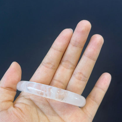 Clear Quartz Bangle Leaf Style Size 56 mm.