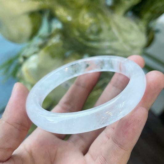 Clear Quartz Bangle Leaf Style Size 56 mm.
