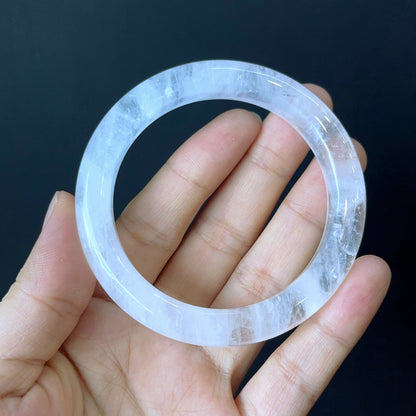 Clear Quartz Bangle Leaf Style Size 55 mm.