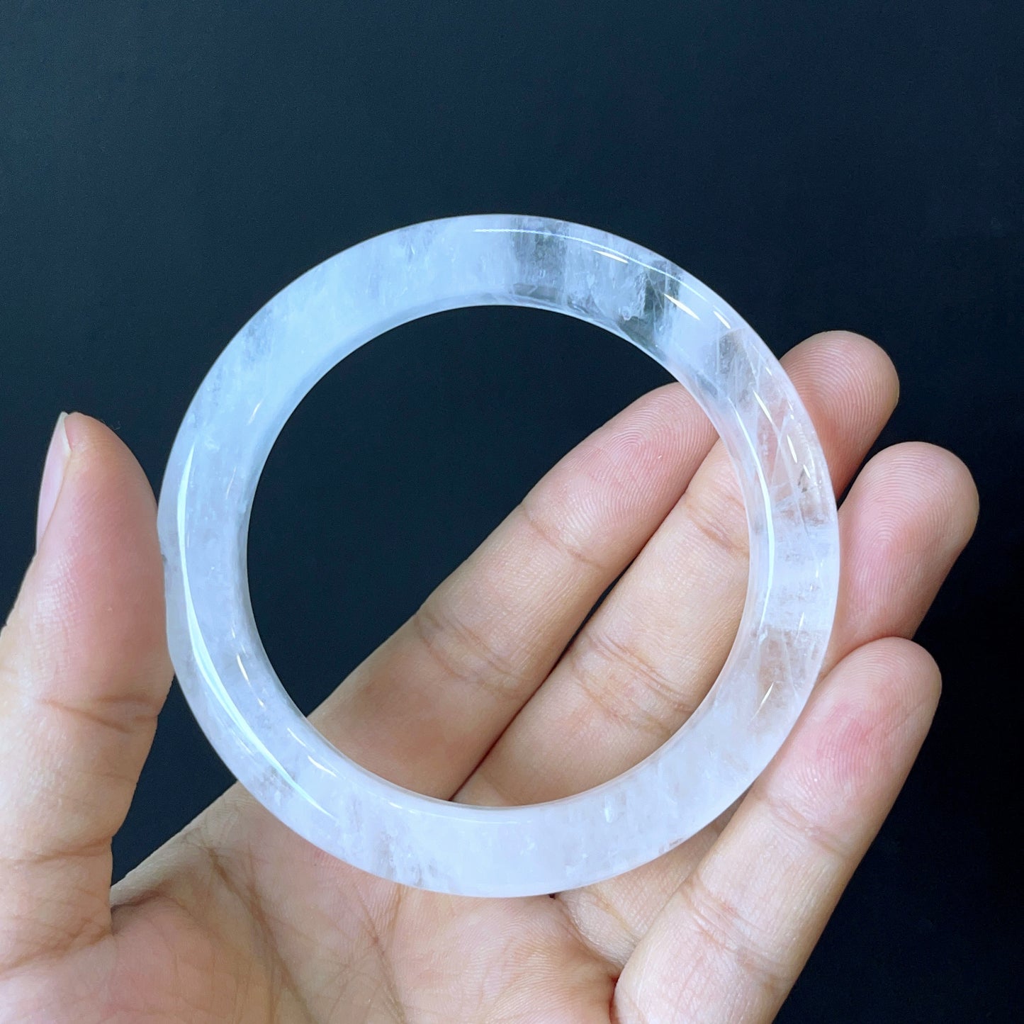 Clear Quartz Bangle Leaf Style Size 55 mm.