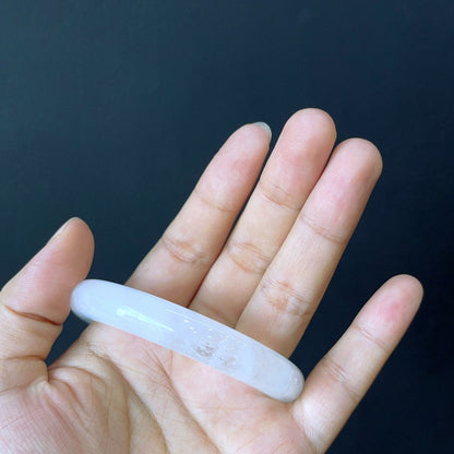 Clear Quartz Bangle Leaf Style Size 55 mm.