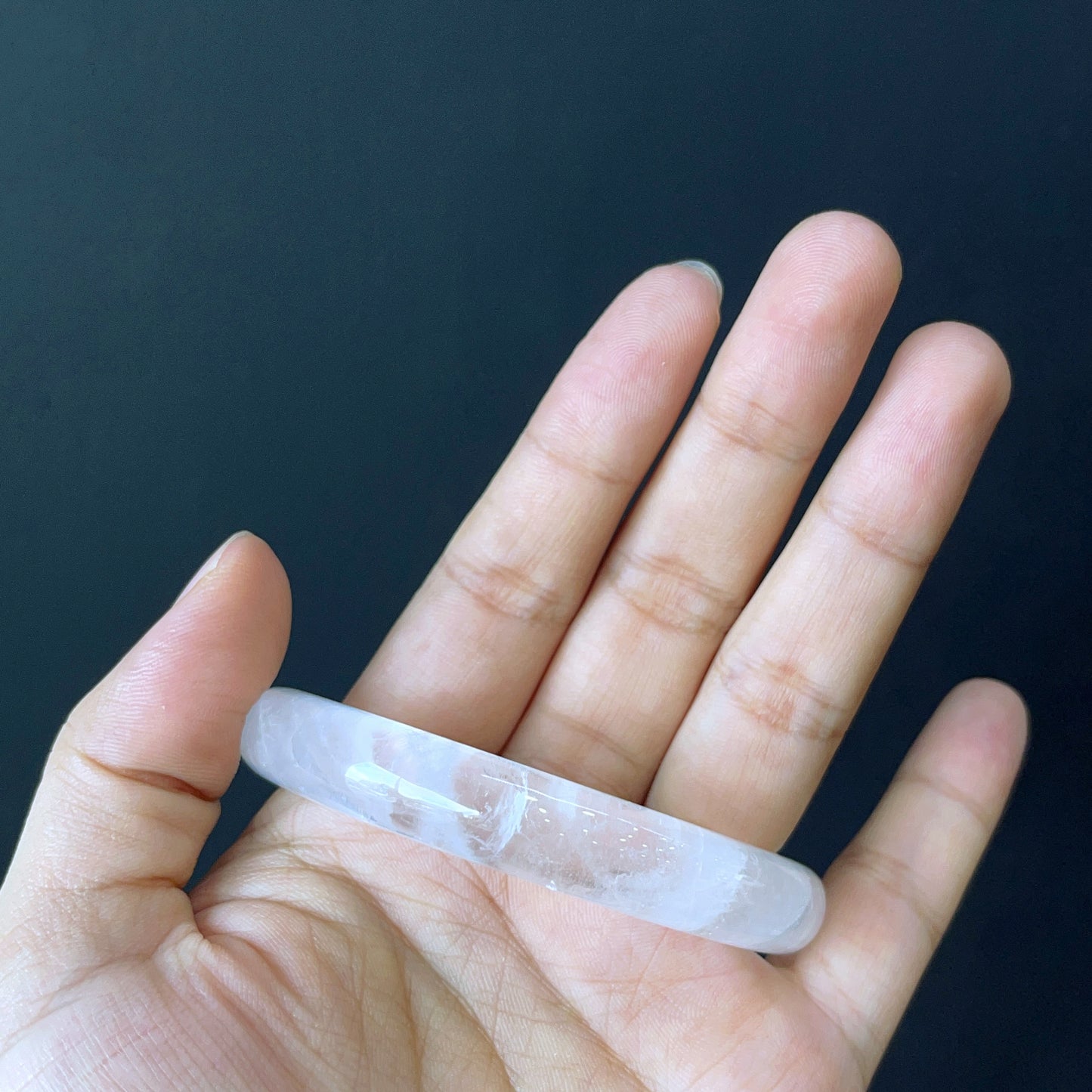 Clear Quartz Bangle Leaf Style Size 55 mm.