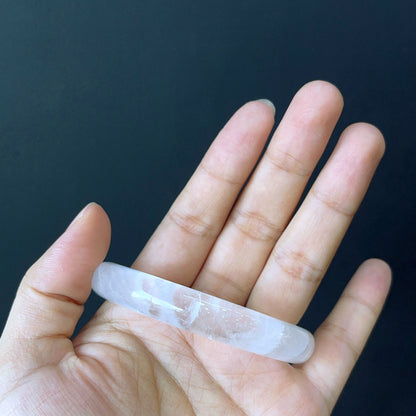 Clear Quartz Bangle Leaf Style Size 55 mm.