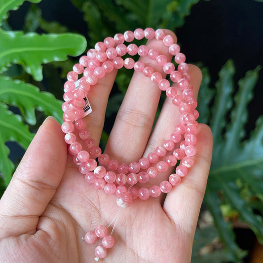 Natural Rhodochrosite VIP Triple Wrap Bracelet Size 5 mm