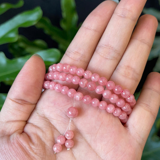 Natural Rhodochrosite Triple Wrap Bracelet Size 5 mm