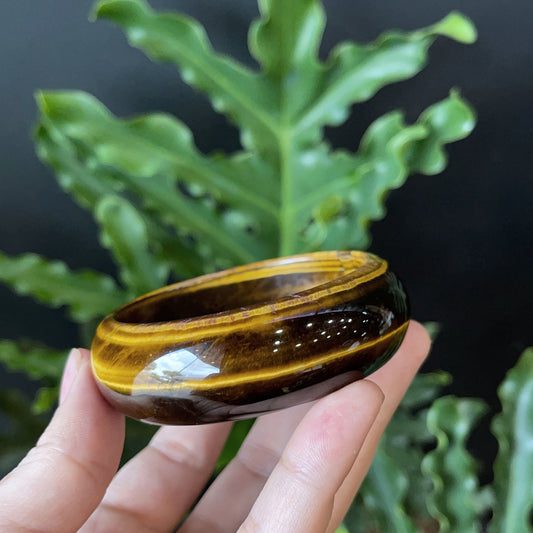 Natural Tiger Eye Bangle Leaf Style Size 56 mm