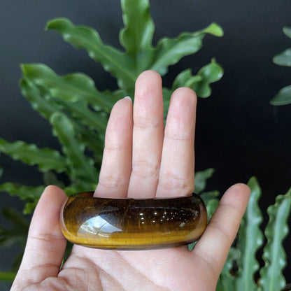 Natural Tiger Eye Bangle Leaf Style Size 57 mm
