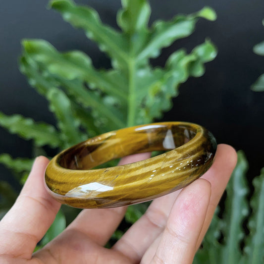 Natural Tiger Eye Bangle Leaf Style Size 60 mm