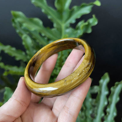 Natural Tiger Eye Bangle Leaf Style Size 60 mm