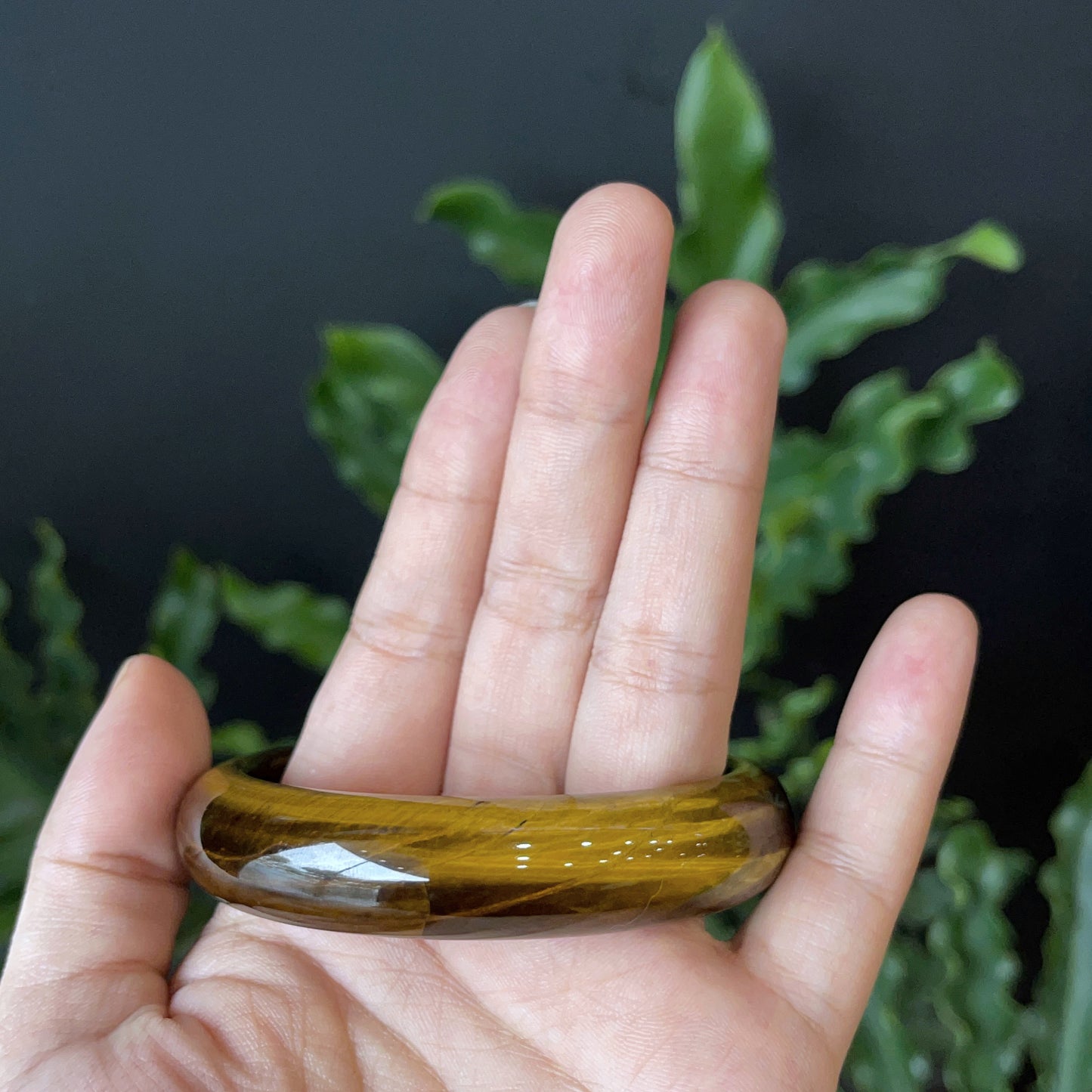Natural Tiger Eye Bangle Leaf Style Size 60 mm