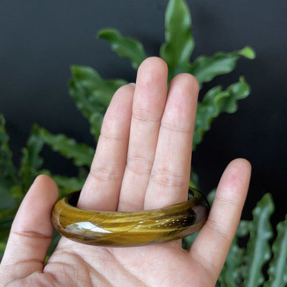 Natural Tiger Eye Bangle Leaf Style Size 60 mm