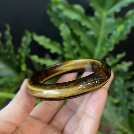 Natural Tiger Eye Bangle Leaf Style Size 54 mm