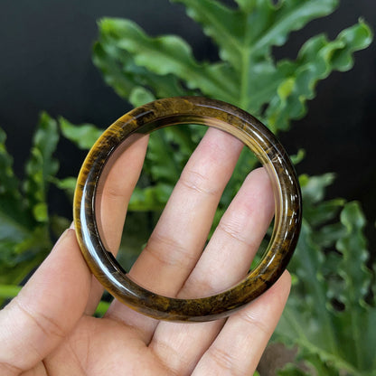 Natural Tiger Eye Bangle Leaf Style Size 54 mm