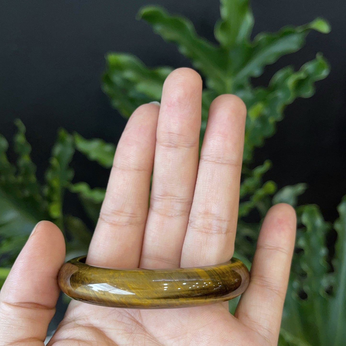 Natural Tiger Eye Bangle Leaf Style Size 54 mm