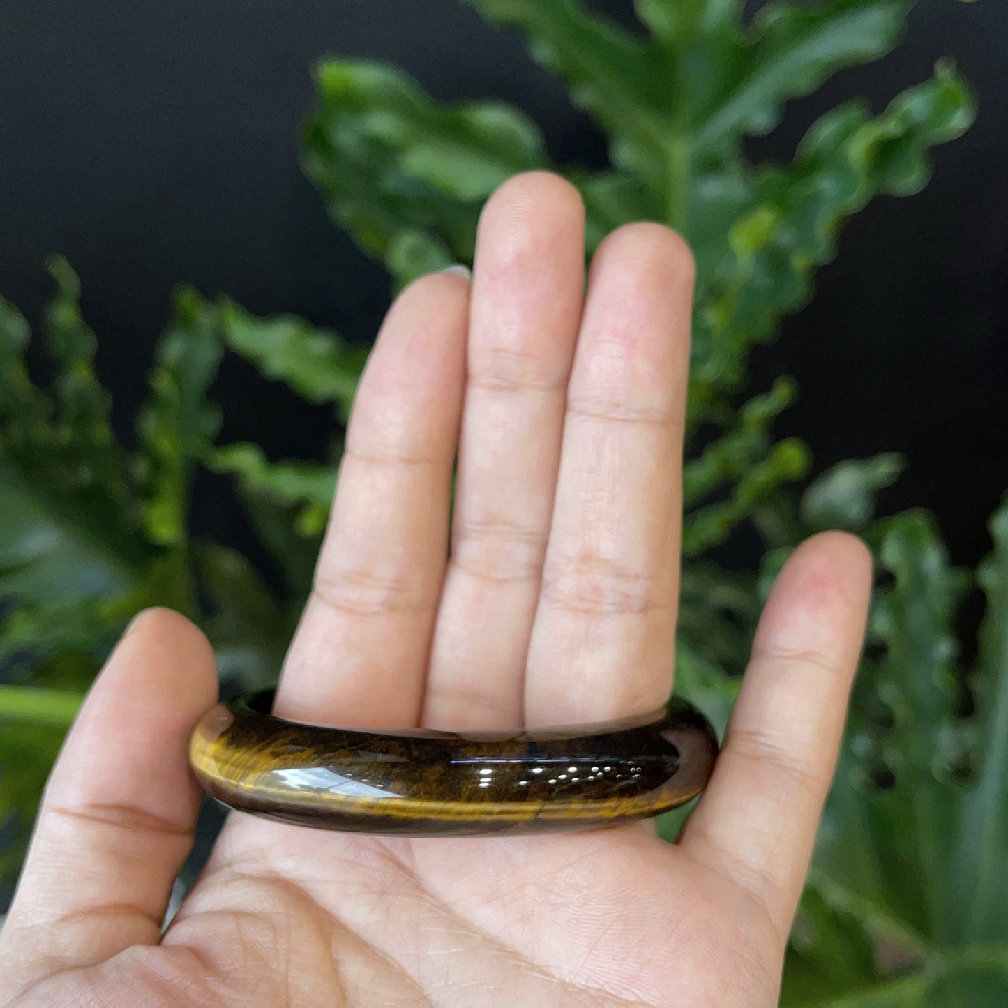 Natural Tiger Eye Bangle Leaf Style Size 54 mm