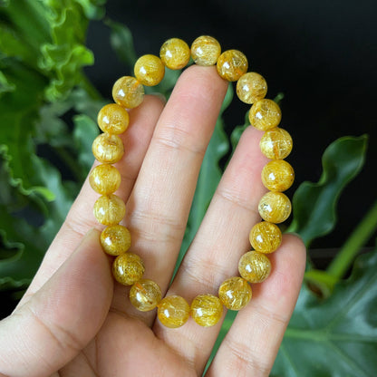 Golden Rutilated Quartz Bracelet Size 8 mm